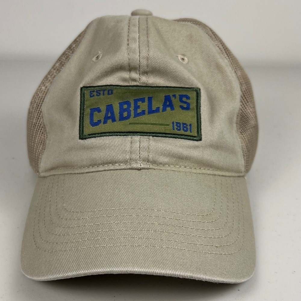 Cabela's ESTD 1961 Classic Tan Adjustable Mesh Cap EUC - Picture 2 of 10